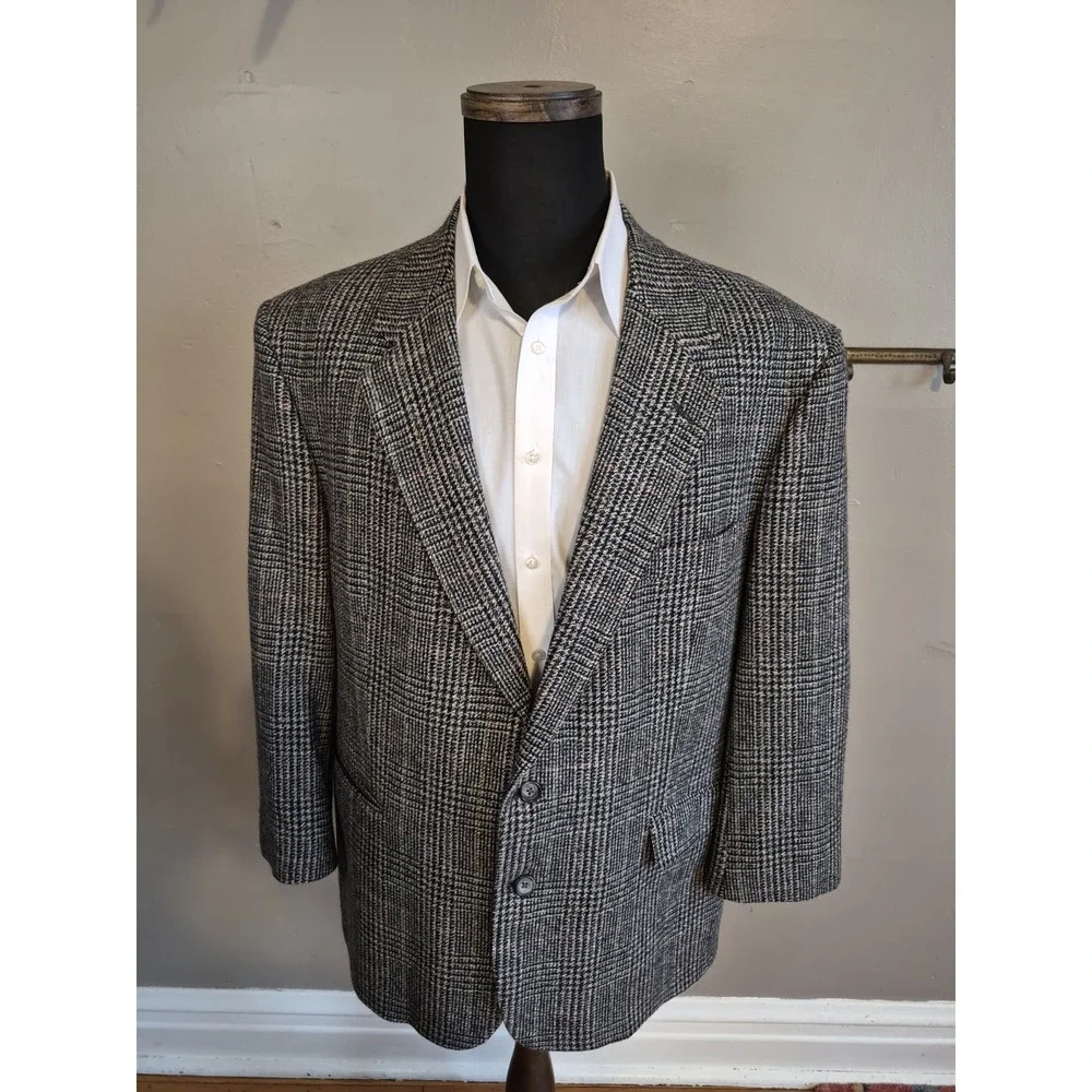 Pierre Cardin Mens Wool Sports Coat 46R Multicolor Plaid 2 Button Vintage G501